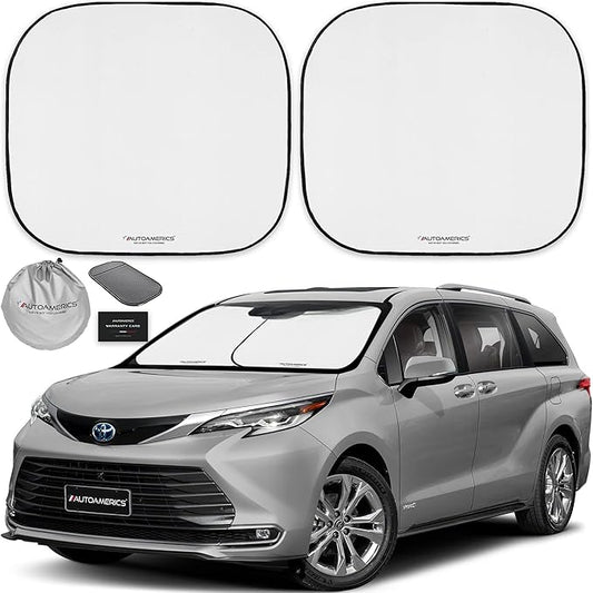 Autoamerics Windshield Sun Shade 2-Piece Foldable Car Front Window Sunshade for Full Size SUV Truck Tesla - Auto Sun Blocker Visor Protector Blocks Max UV Rays and Keeps Your Vehicle Cool - Large Fit