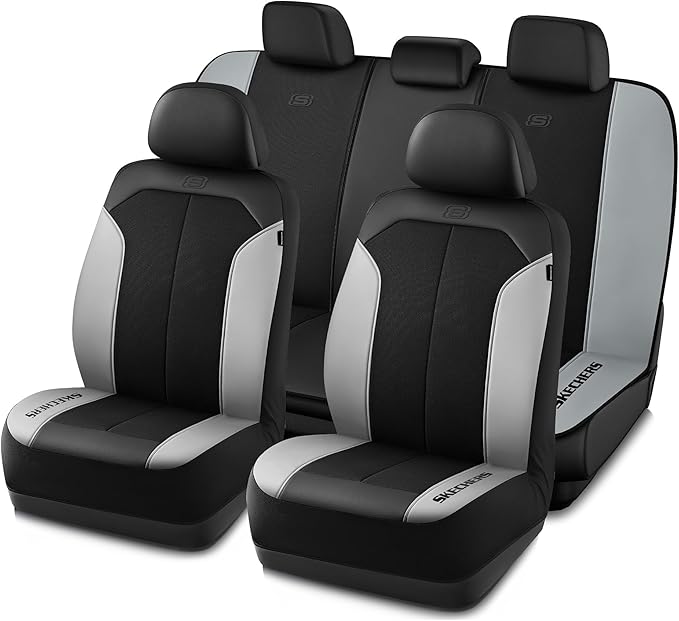 Skechers Car Seat Covers,GOGA Mat Oxford Cloth Seat Covers,Waterproof Car Seat Covers Full Sets,Automotive Universal Fit Seat Cover for Most Cars, Suvs, Trucks,Gray