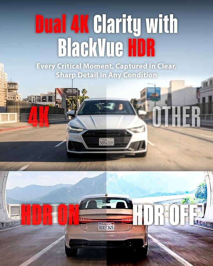 BlackVue Elite 10-2CH 64GB Dash Cam - 4K+4K Dash Cam Front and Rear, Dual STARVIS 2 Night Vision, HDR Front, Power Saving Parking Mode, Free Hardwire Cable & SD Card, Supports up to 1TB, Wi-Fi