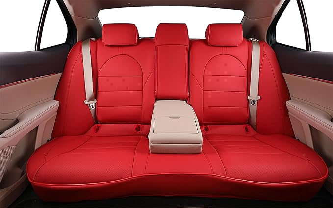 EKR Camry Seat Covers for Toyota Camry L, LE, SE 2018-2024 & SE Nightshade 2020-2024,(Not for Hybrid) Leather Car Seat Cover Full Set for Trucks SUV-Faux Leather (Red)