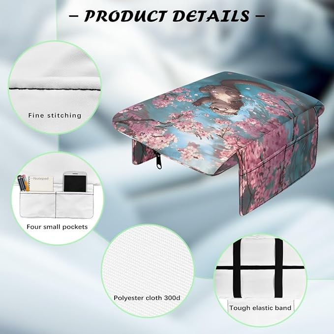 Car Center Console Cover Memory Foam Car Armrest Cushion, Cherry Blossoms Otter Print Middle Console Covers Armrest Pad & Center Console Protector for Truck Auto SUV