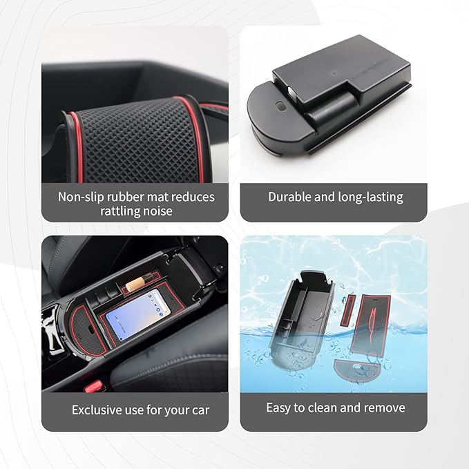CDEFG Center Console Accessory Organizer Compatible with 2018 2019 2020 2021 2022 CHR C-HR, ABS Material Armrest Box Insert Tray (Red)
