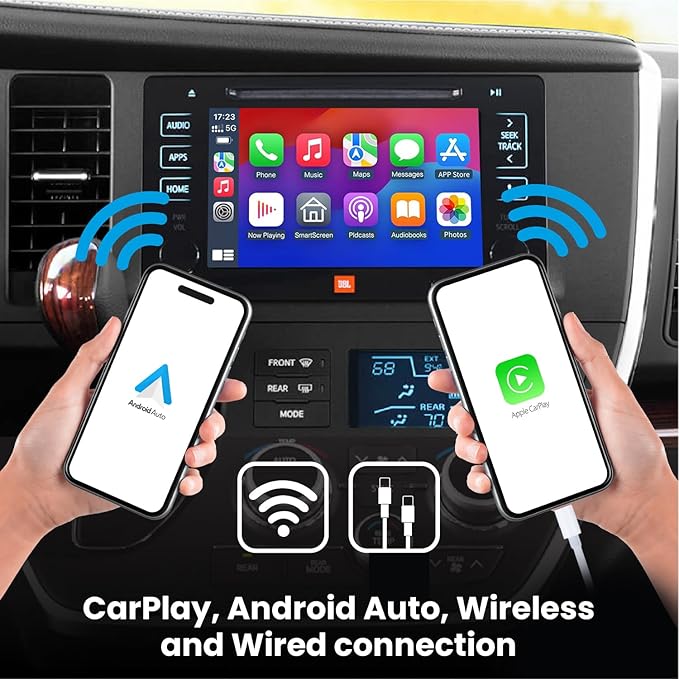 Wireless/Wired Adapter for CarPlay Android Auto Compatible with Toyota Sienna 2014-2019 Entune 2.0 High Definition Audio High Screen Resolution.