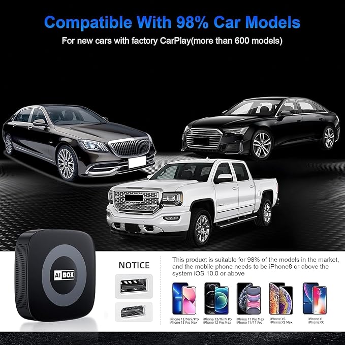 Ai Magic Box for Streaming Netflix/YouTube/TikTok, Wireless CarPlay Adapter Dongle Support TF Card for OEM Wired Car Play & Android Auto Cars