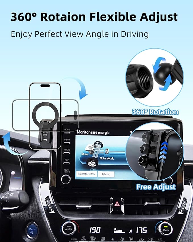 PZK Car Phone Mount for 2019-2025 2026 Toyota Corolla/Corolla Hatchback Hybrid LE/SE/Corolla Cross 2022-2025 2026 Accessories 8-inch Screen Compatible with Magsafe Car Phone Holder Not Affect Vent