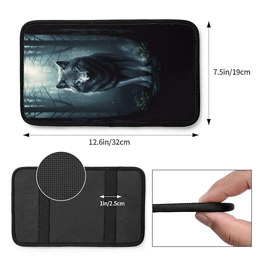 Tree Wolf Car Auto Armrest Cushion Cover Accessories Center Console Seat Box Pad Protector Universal Decoration for Most Vehicle SUV Truck