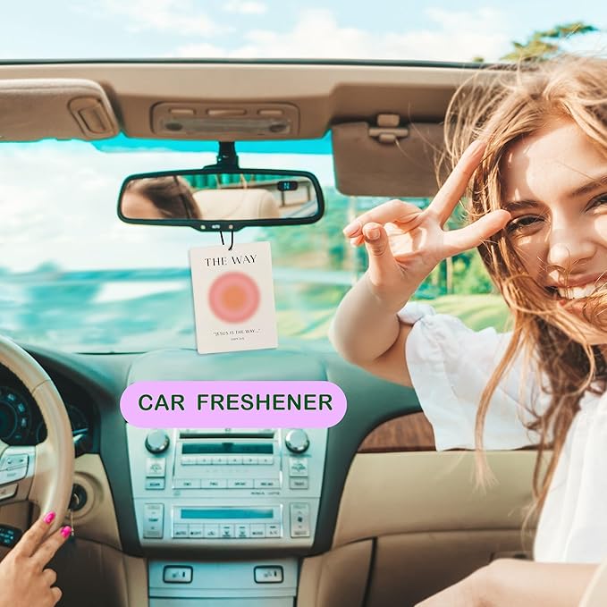 Pink Aura Christian Car Air Freshener, Funky Y2K Bible Verses Air Freshener Hanging 3 Pcs for Cars Closet Drawer or Books, Religious Christian God Jesus Car Accessories Mirror Decor for Women