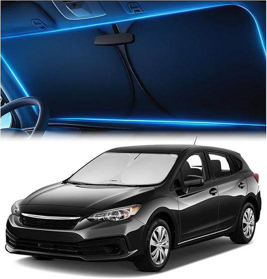 Windshield Sunshade for Subaru Impreza 2017-2023 WRX Sedan WRX Hatchback WRX STI – Upgraded Double-Layer Design, Mirror Cut-Out, Blocks 99% UV Rays, Easy-Fold Subaru Impreza Windshield Sun Shade