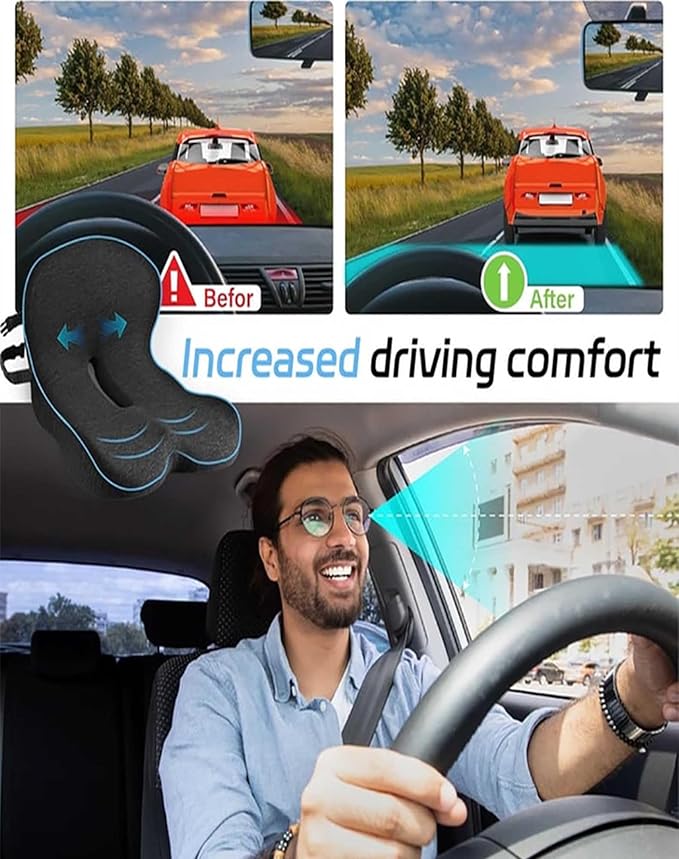 Orthopedic Seat Cushion, L-Shaped Ergonomic Design W/Lumbar - Removes 100% of Tailbone Contact, Cushion for Truck Driver, Workers, Instant Relief Sciatica Pain (Grey)