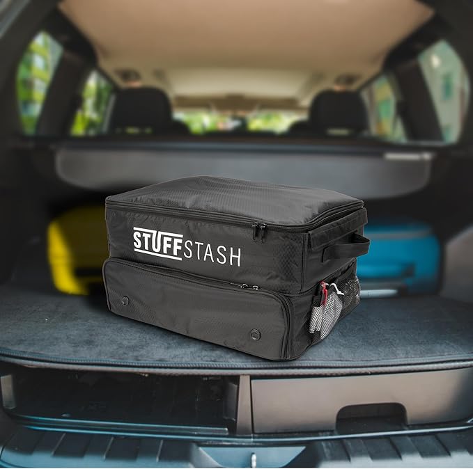 STUFFSTASH Golf Trunk Organizer for Car – Rigid, Won’t Collapse | Ventilated Shoe Compartment, Adjustable Dividers & Mesh Pockets | Golf Gift for Men & Women | Premium Car Trunk Storage Organizer
