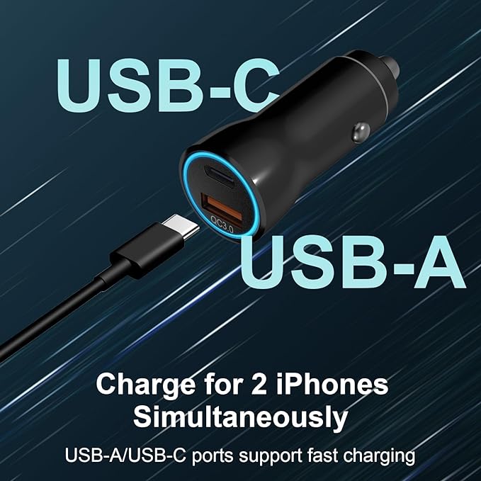 iPhone 17 16 15 Car Charger, [Apple MFi Certified] 2-Pack USB C Car Charger 43W Fast Charging with 3.3 FT Type C to C Cable, USB Car Adapter for iPhone 17/17 Pro/17 Pro Max/Air/16/15
