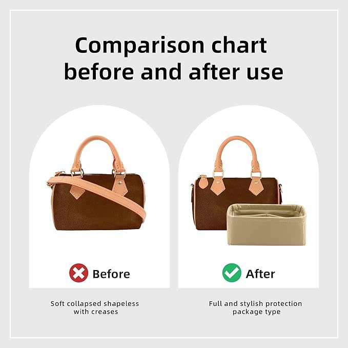 DGAZ Silk Purse Organizer Insert Fits LV Speedy 16/20/25/30/35/40/45 bags，Silky Smooth Bag Organizer，Luxury Handbag & Tote Shaper(S2 trench,New nano 16)
