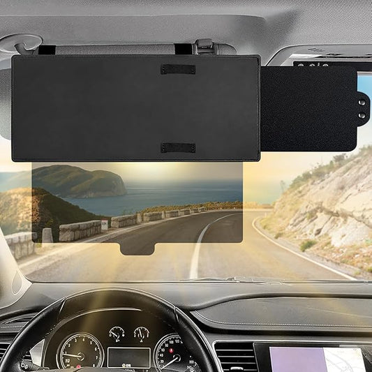 Polarized Car Sun Visor Extension with PC Lens and Side Sunshade, Anti-Glare Visor for Most Cars (Dark Brown)