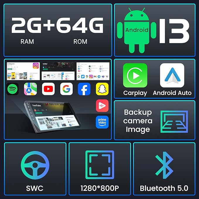 Car Radio for Honda Civic 2016-2021: 4Core 64G ROM 9 Inch Touchscreen Stereo Head Unit with Wireless CarPlay Android Auto Mirror Link GPS Bluetooth FM SWC Navigation WiFi, Free Camera