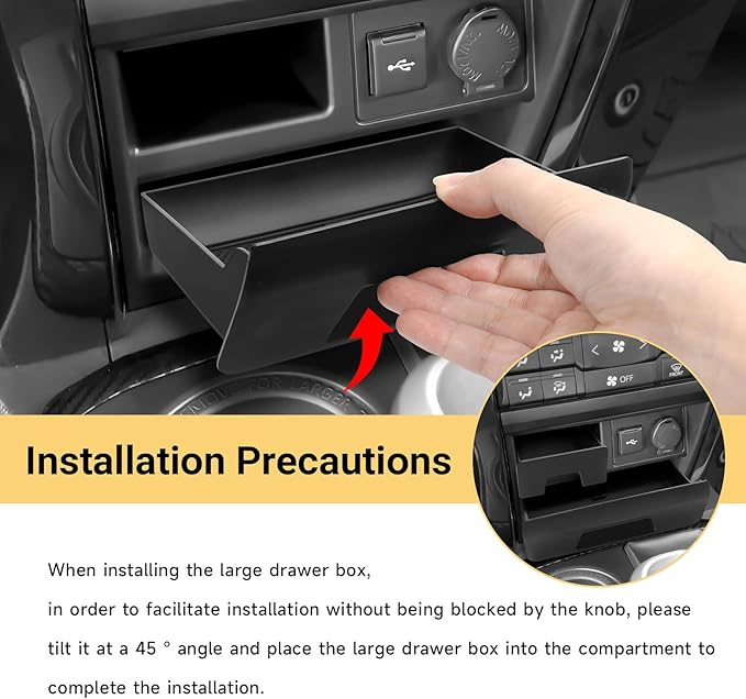 Hellet Center Console Organizer Storage Drawer Compatible with Toyota 2014-2020 2021 2022 2023 2024 4Runner Interior Accessories 2-piece Set Storage Box Insert Organizer Tray