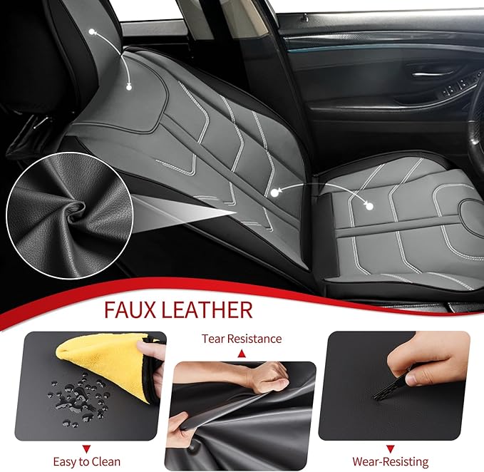 TTX LIGHTING Car Seat Covers fit for Kia Rio 2013-2023 Full Set: Premium Leather Automotive Seat Cover with Airbag Compatible Waterproof (5 Seats, Black & Gray)