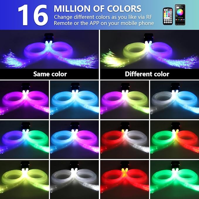 Starlight Headliner Kit,Twinkle + Music Sync Dual Color Fiber Optic Star Ceiling Lights with APP Remote Control, RGBW Star Lights for Car/Home Ceiling Decor, 400pcs 9.8ft
