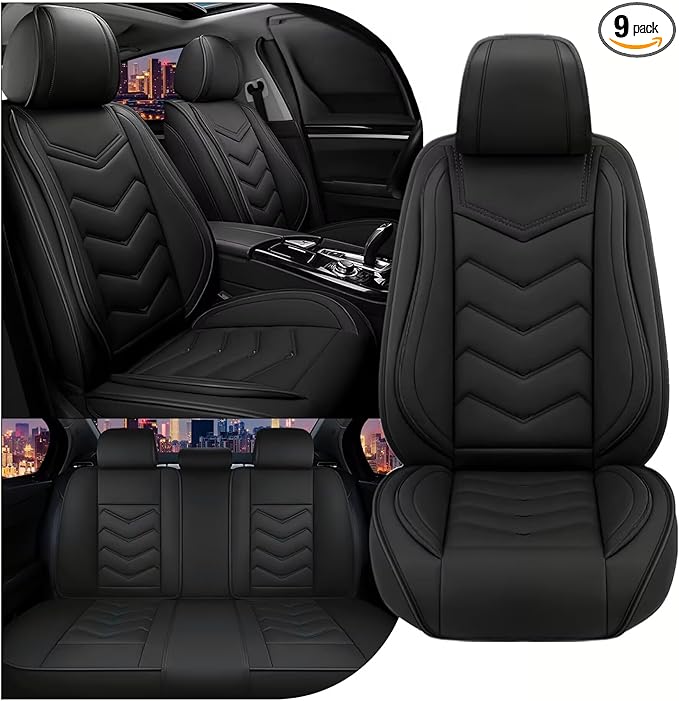 CTDS Car Seat Covers for Hyundai Kona 2018-2026, Stylish Sport Seat Cover, Premium Nappa Leather Car Seat Cover. Automobile Seat Covers Sets.(Standard 5 Seats/Pure Black)