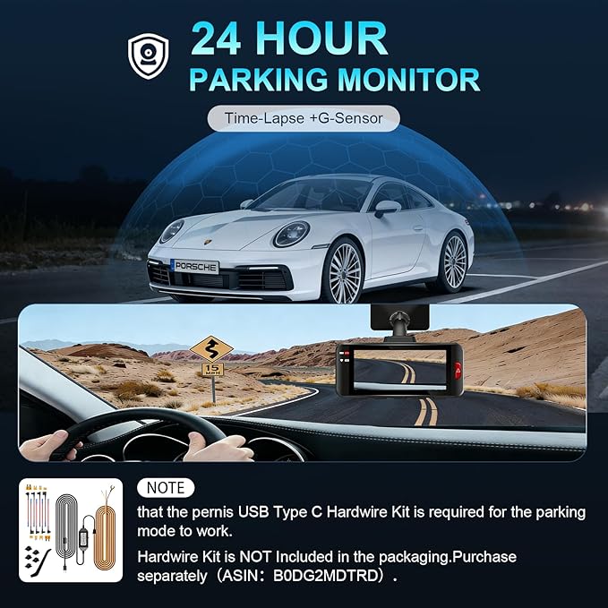 PERNIS AI 4K Dash Cam Front and Rear,STARVIS 2 Sensor,Free Card Included,5.8GHz WiFi Dual Dash Camera for Cars,Built-in GPS,G-Sensor,Night Vision,3.16" Screen,24H Parking Mode,Support 1T Max