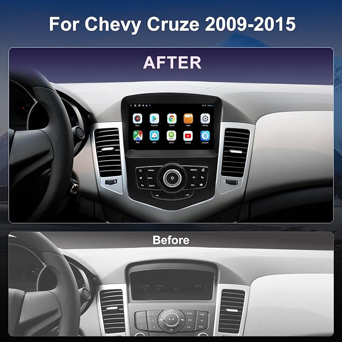 QLED Radio for Chevy Chevrolet Cruze 2009-2015 and 2016 Limited Upgrade,Touch Screen Stereo Replacement,Wireless carplay Android auto,4G LTE Network,Free Camera