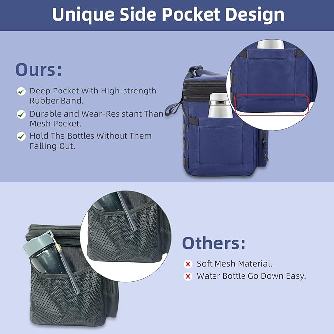 HSHRISH Lunch Box for Men, Expandable Insulated Large Lunch Bag, Heavy Duty Waterproof Leakproof Tactical Cooler Bag for Men Work Outdoor Picnic Day Trips, 24 Can/16 L, Blue