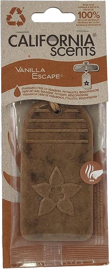California Scents Hanging 3D Paper: Natural, Environmentally Friendly Car Freshener with Recycled Materials and Strong Odor Eliminator for Automotive Air Freshening (Vanilla Escape, 1 Pack)