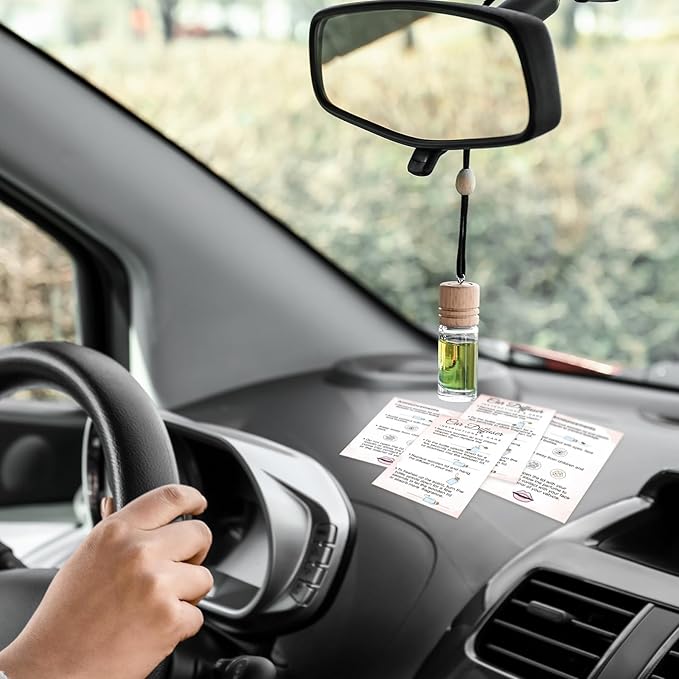 Motiskyy 200 Pcs Hanging Car Diffuser Instruction Cards for Car Oil Diffuser Bottles, 2 x 3.54 Inch (Classic Style,White and Pink)