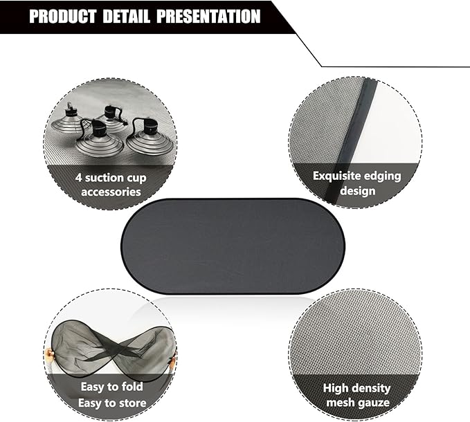 Rear Window Sunshade - UV Protection Mesh Cover for Rear Facing Car Seats, Fits All Cars