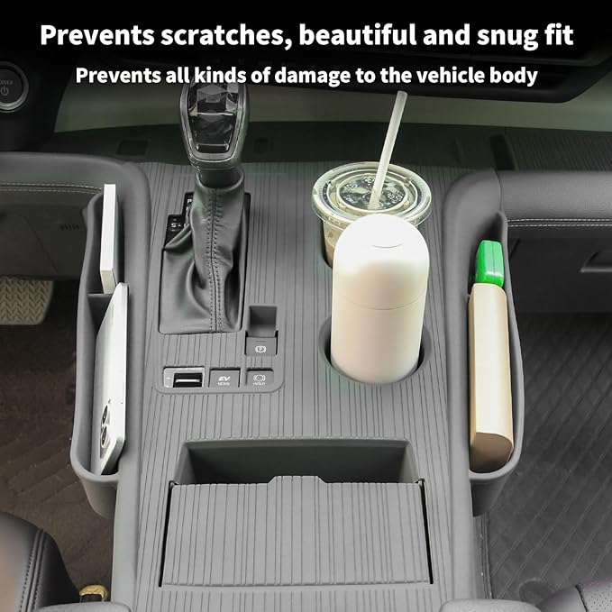 Center Console Cover with Organize for Toyota Sienna 2021-2026 Central Control Gear Shift Panel Trim Cover Silicone Panel Frame(Gray)