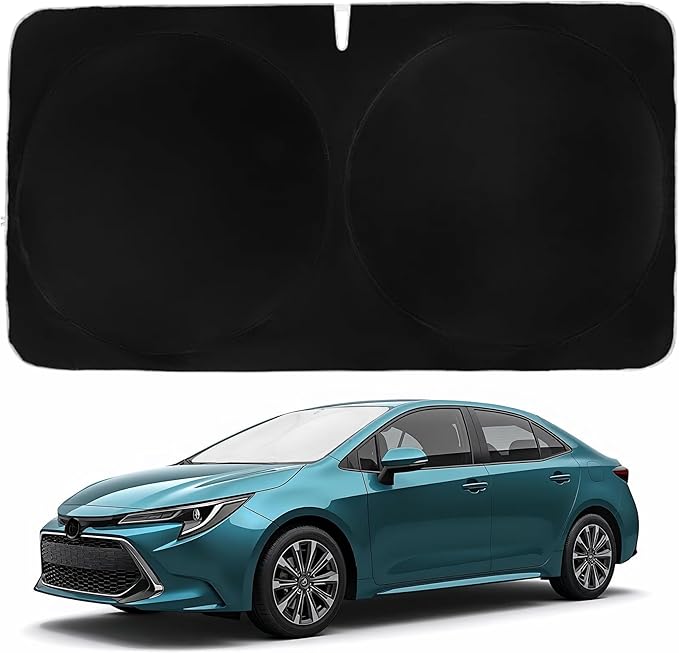 Windshield Sun Shade -Certified 99.87% UVB & 99.02% UVA Car Sun Shade. Award Winning Sunshade - Patented Technology | Compatible for Toyota Corolla (2020-2026) | Car Shades by Kinder Fluff