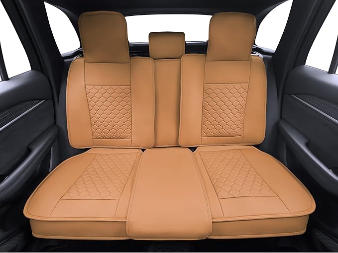 Elantrip Car Seat Cover Full Set Leather Car Seat Protector Universal fit for Most Cars SUVs and Trucks Water Proof Front and Rear Seat Protector Whiskey Color