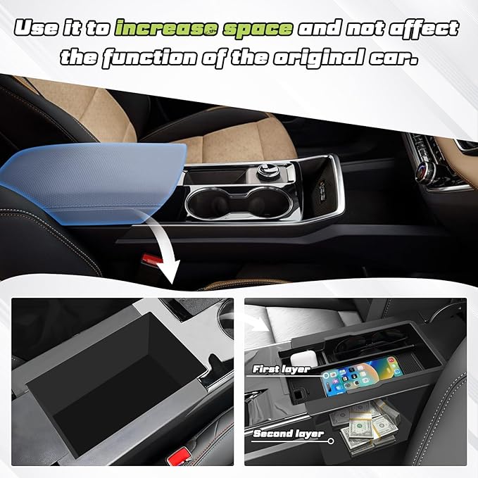 Sunsdrew for 2025 Upgraded Equinox Center Console Organizer for 2025+ Chevrolet Equinox Accessories Armrest Console Tray for 2025 Chevy Equinox Armrest Storage Box