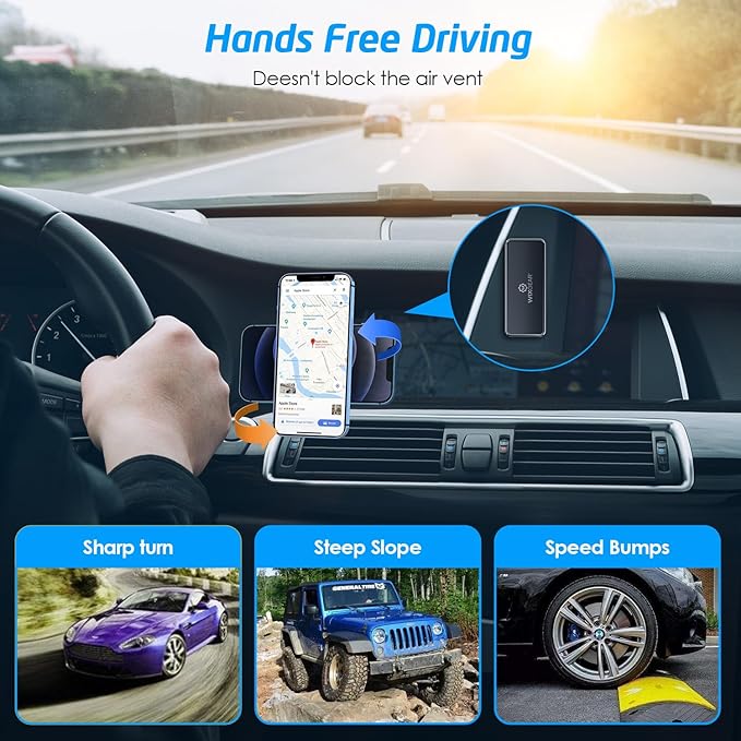 WixGear Magnetic Phone Car Mount, Universal Stick On Rectangle Flat Dashboard Magnetic Car Mount Holder, for Cell Phones and Mini Tablets -Extra Strong with 10 Magnets!