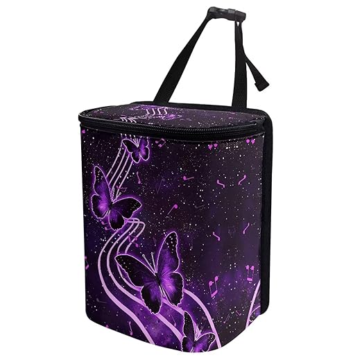 Aesthetic Butterfly Car Trash Can Auto Garbage Bag with Lid Leak-Proof Car Storage Bag Garbage Bag Hanging for Headrest Portable Vehicle Backseat Organizer