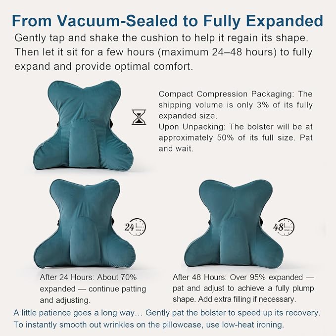 Lumbar Support Pillow (Pat. Pend) for Car Seat, Office Chair, Couch & Recliner, Ergonomic Back Support for Chair, Lower Back Pain Relief, with Adjustable Strap to Stay in Place, Slate Blue