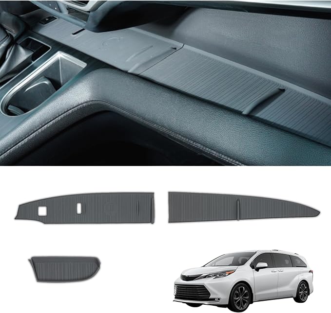 Front Dash Tray Protective Pads Set for Toyota Sienna 2024 2023 2022 2021, Non-Slip Pads, Compatible with Sienna Qi Wireless Charger (Not fit 2025)