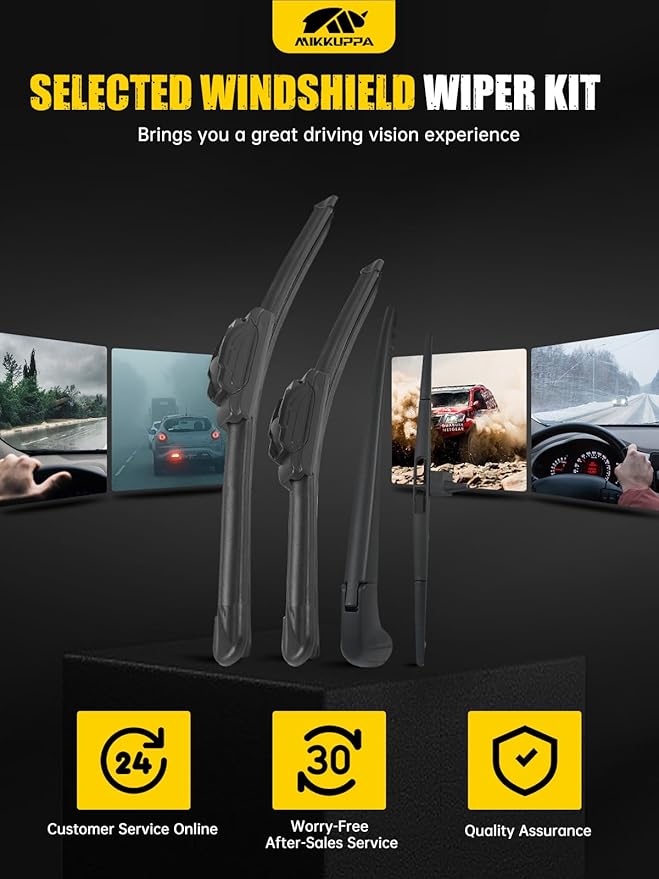MIKKUPPA 22"/21"/15"/14" Windshield Wiper Blades Replacement for 2009-2015 Honda Pilot - Original Factory Quality Front and Rear Wipers Blade Set for My Car - (Pack of 4) U/J Hook