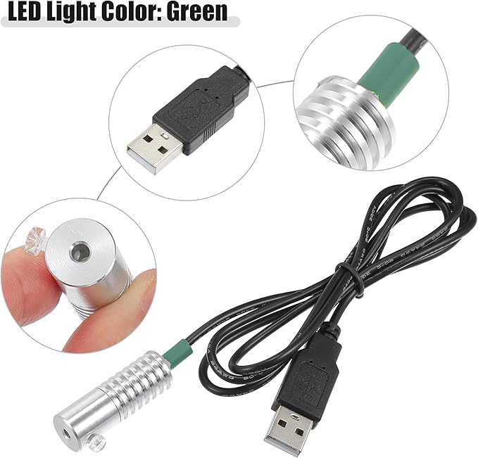 ACROPIX 3mm 0.12" 2W LED Aluminum Light Source Illuminator Decoration USB LED Light for Car DIY Green - Pack of 1