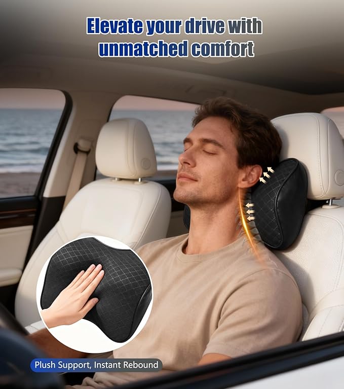 2Pcs Premium Car Neck Pillow – Car Headrest Pillow for Neck PainRelief with Premium Memory Foam,600D Oxford Fabric & 100D High Elastic Memory Foam – UltimateComfort Neck Pillow for Car, Driving