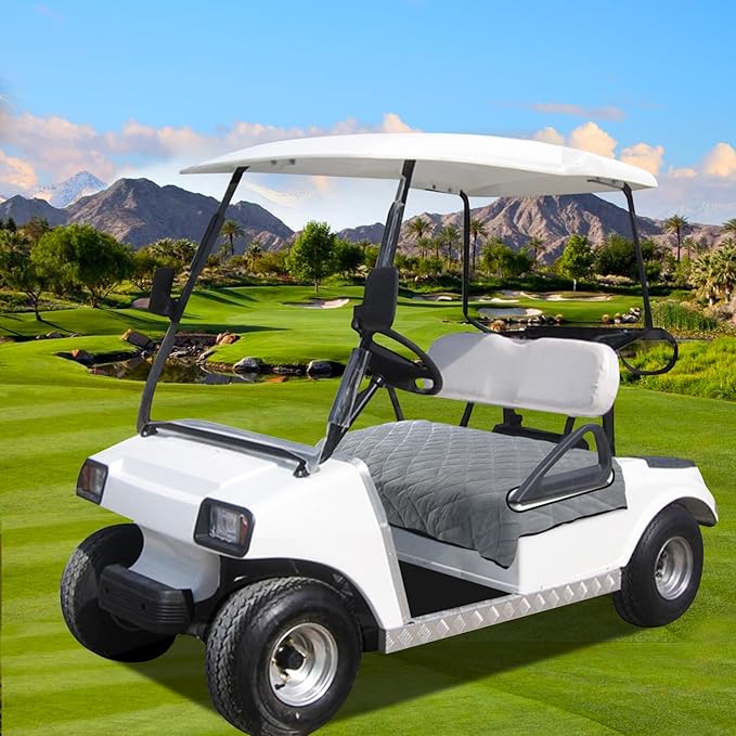YOKYHOM Golf Cart Seat Covers, Golf Cart Seat Towel Blanket, Short Plush Surface, Soft and Comfortable, Suits EZGO, Yamaha, Club Car and Other 2-Seat Golf Carts, 51"x 30.5", Light Gray