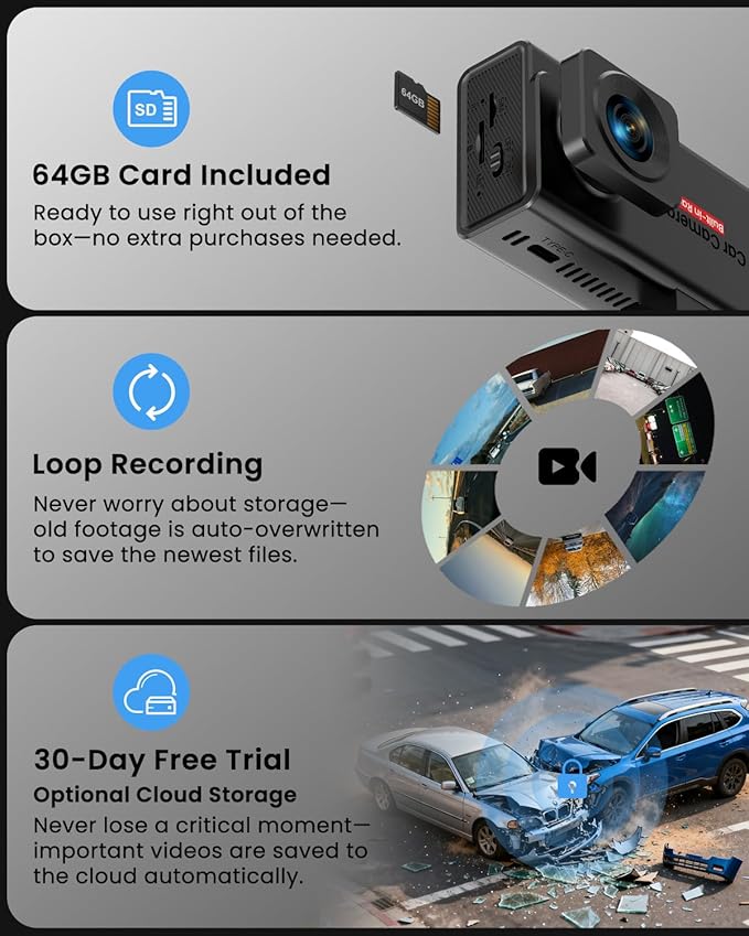 4G LTE Dash Cam with SIM Card, Live Streaming Car Security Camera Front & Cabin, 170° Wide Angle, Remote Viewing, 24/7 Parking Mode, AI Motion Alerts, 2-Way Talk, Anti-Theft & Vandalism Protection