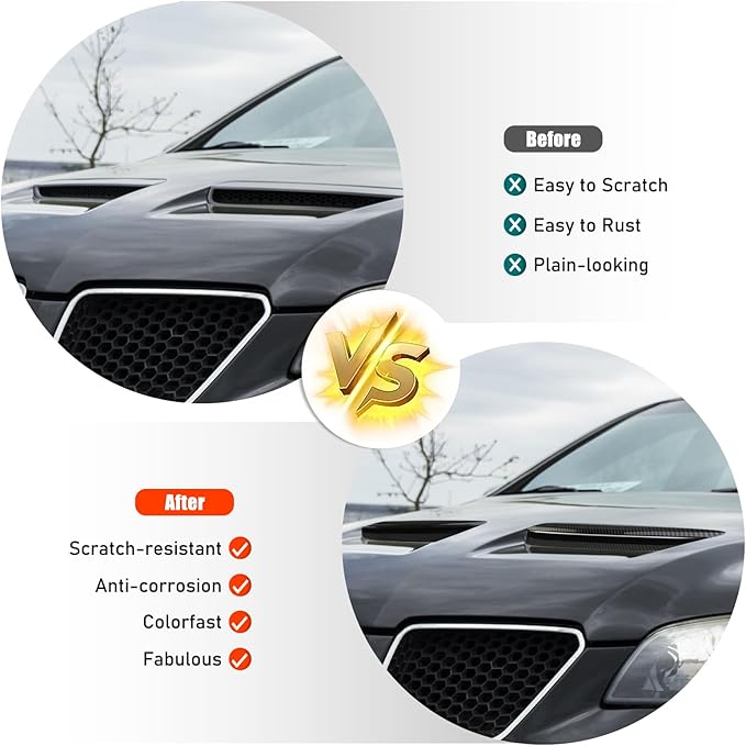 ABS Car Front Hood Vents fits Exterior Decoration Accessories Compatible with Pontiac G8 2008 2009 Hood Vent Air Flow Intake Body Kits (Black Carbon Fiber)