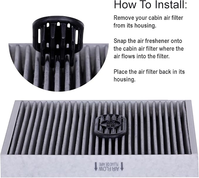 PUREFLOW Cabin Filter Air Freshener with Odor Eliminator – Fits on Most Car, Truck, and SUV Cabin Air Filters - Black Rock (1 Pack)