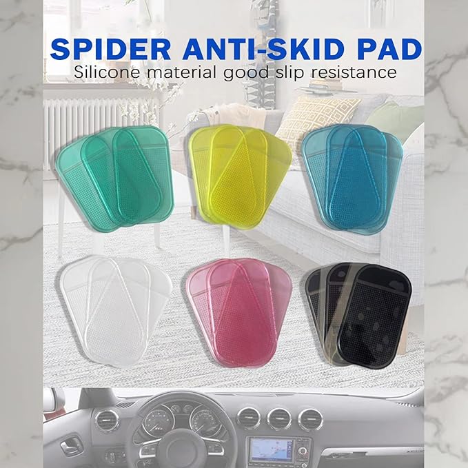 5PCS Extra-Strong Anti-Slip Pad Car Dashboard Sticky Pad Removable Silicone Gel Mat Washable Multi-Purpose PU Gel for Cell Phone Tablet (White)