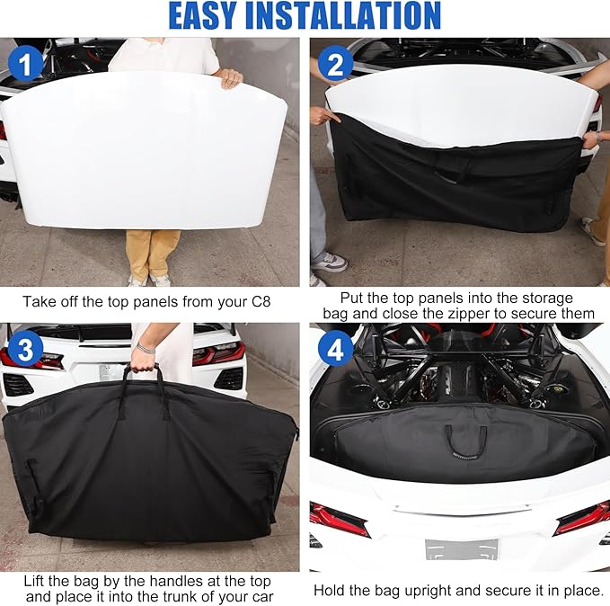 Daeiclru Removable Roof Panel Storage Bag Compatible with Chevrolet Corvette C8 2020 2021 2022 2023, Hard Top Storage Bag with Handle, Car Storage Accessories