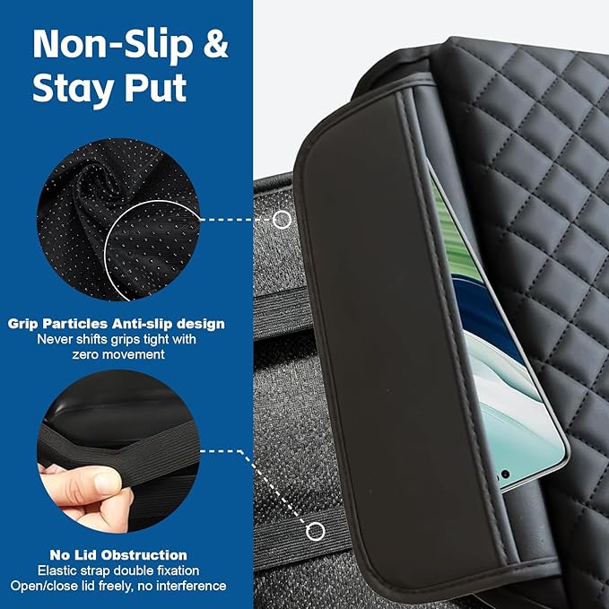 Thick Armrest Cover for 2015-2020 F150, 2017-2022 F250 F350 F450, 2018-2024 Expedition,Bucket Seat Center Console Covers Lid Protector Seat Box Cushion Pad With Pockets Storage Bag,F150 Accessories