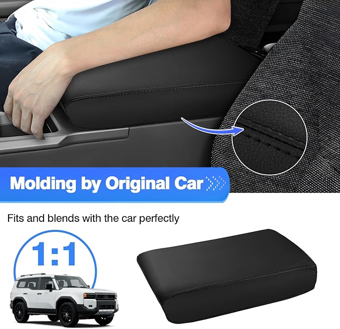 Autorder Center Console Cover for 2024-2025 2026 Toyota Land Cruiser LC250 Accessories Armrest Cover Anti-Scratch Middle Console Pad Leather Armrest Protector