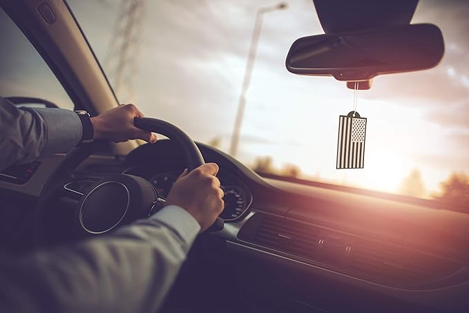 Elektroplate Inverted Black and White American Flag Automotive Air Fresheners for Vehicles | New Car Scent (6-Pack) | Made in the USA