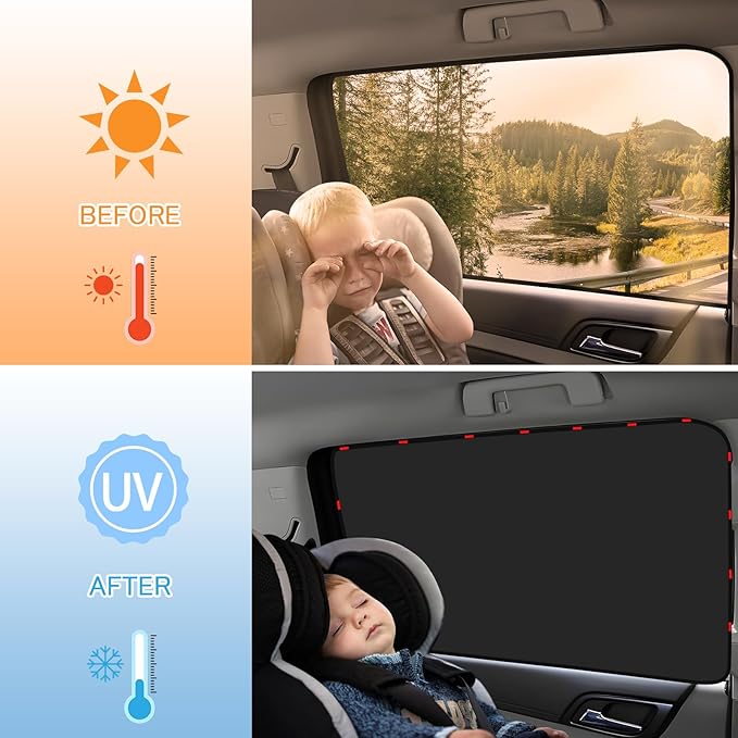 ZATOOTO Side Window Sun Shade - 4 Pack Car Window Covers 99% UV Light Block Car Curtains Magnetic Side Window Sun Shade Keeps Cooler for Breastfeeding, Taking a nap, Changing Clothes, Camping