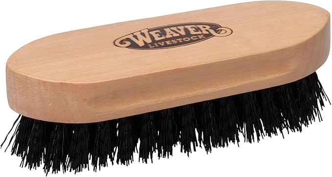 Weaver Livestock Barn Brush, Wooden Grooming Brush for Goat, Sheep, Pigs, Cattle, Stiff Bristles for Dirt Removal, Show Animal Grooming Tools